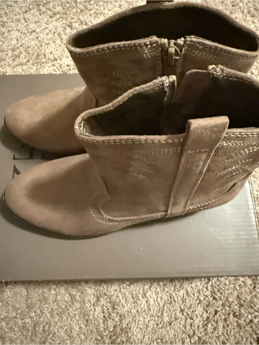 Crown Vintage Kids Suede Ankle Boots in Taupe